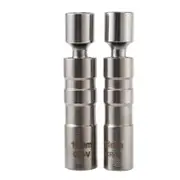 14mm & 16mm Thin Wall Magnetic Swivel Plug Socket - 3/8-inch Drive 12- Plug Socket Removal Tool - S Silver