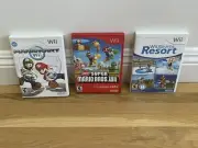 *NO GAMES* 3 Nintendo Wii OEM Case & Manual (Mario Kart, Mario Bros, Wii Sports)