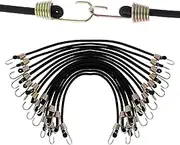 Mini Elastic Bungee Cords with Hooks, 15Pcs Mini Bungee Cords Small Bungee Cords Black Short Elastic Bungee Strap with Hooks,Mini Bungee Straps Short Tarp Bungee Cords Elastic Small Cords with Hooks
