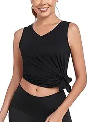 [Abrooical] Women's Workout Tank Tops V Neck Running Sports Yoga Sleeveless Shirts Side Split