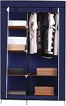 Portable Canvas Wardrobe Non-Woven Fabric Dust-Proof Storage Closet with Hanging Rail Foldable Closet for Bedroom, Hallway, Dressing Room