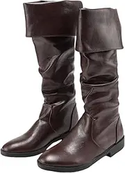 [CIYASHEH] Renaissance Boots Medieval Pirate Boots Mens Western Knight Boots Flat Jazz Boots Pull On Mid Calf Gothic Cosplay Boots