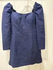 LILLY PULITZER Ivanna Long Sleeve Romper True Navy Caliente Pucker Size 00 New