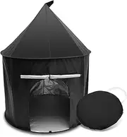 Kids Play Tent Pop Up Playhouse Rocket Themed Children Play Tent Foldable Indoor Outdoor Games Tent Polyester Children Pop Up Tent with Storage Bag for Kids Toddlers Gift (Black)