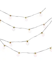 Everlasting Glow 20ft White Ball And Gold Cap Light Garland