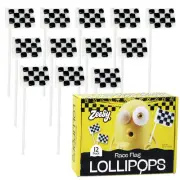 Checkered Flag Lollipops Individually Wrapped - 12 Checkered Race Flag Candy Suc