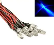 10x Blue Flashing Pre Wired 5mm LED Light Lamp + Bezel Holder 12V