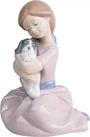 Nao by Lladro Collectible Porcelain Figurine: My Puppy Love - 5 1/2" Tall - Girl with Puppy Dog