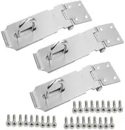 3 Pcs Door Lock Clasp, 4inch Door Hasp Latch Lock, Stainless Steel