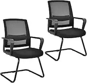 Costway Set of 2 Conference Chairs Mesh Reception Office Guest Chairs w/Lumbar Support