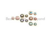 CZ Micro Pave Evil Eye Beads, 8mm/10mm Black/pink/Royal Blue/Tear