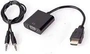 HDMI to VGA Female + 3.5mm Audio Adapter - Ideal for Connecting HDMI Devices to Older Monitors, TVs, or Projectors - Includes 3.5mm Audio Cable