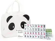 drizzle 28mm Numbered Mahjong Game Set - 1.1" Portable 146 Premium Tiles - with Instructions Beginner Manual and Panda Bag - Travel Family Leisure Time Mah-Jong