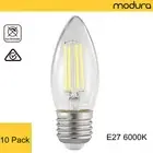 10 x LED Filament Candle Lamp E27 4W 6000k Day Light 450 Lumens Glass Bulb SAA
