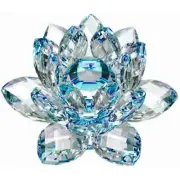 4 inch Light Blue Hue Reflection Crystal Lotus Flower with Gift Box