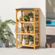 CostwayWooden Storage Rack Load 90 kg with Weatherproof Asphalt Roof for Garden