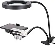 Meichoon Magnifying Glass Desk Lamp Double Bracket 10X Glass Lens 72 LED Lights Handsfree Clamp Magnifier for Welding Engraving Sewing Reading UC27
