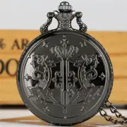 Black Butler Quartz Analog Pocket Watch Steampunk with Necklace Chain Best Gifts