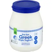 Woolworths Pot Set Greek Style Yoghurt 1kg