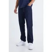 Mens Indigo Tall Straight Rigid Jean