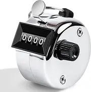 Anyongora Clicker Counter, Metal Hand Tally Counter Clicker with 4 Digit Display, Pitch Counter for Golf Stroke, Baseball, Coaching, Knitting, Lap, Row Sport, Silver