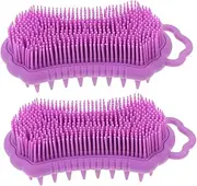 Beavorty 2pcs Silicone Scalp Massager Brush for Dandruff Removal Ergonomic Scalp Scrubber Gentle Exfoliator for Thick Curly Hair Shampoo Brush