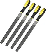 uxcell 4-Pack Flat Metal File 10 Inch, High Carbon Steel File Diamond File Hand File W PVC Grip Handle for Wood/Metal/Ceramic/Glass/Stone/Jewelry/Tile/Model/DIY/Sharpening File