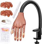 Nail Practice Hand for Acrylic Nails - HoMove Flexible Movable Nail Training Mannequin Hand Fake Hands to Practice Nail - Best DIY Manicure Starter Kit with 300 PCS False Nail Tips & File