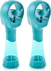 O2COOL Elite Battery Powered Handheld Water Misting Fans (Teal) 2 Pack