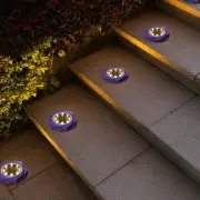4Pcs 8LEDs Solar Power Ground Lights Outdoor Buried Garden Lawn Path Lamps -Purple