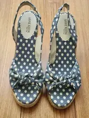 Vintage Anne Klein Jean Poka Dot Sling Back Wedge Women Shoes (8)