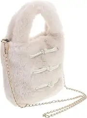 [Generic] New Chinese Style Furry Bun Bag Handbag Bucket Bags for Women Purses for Women Winter Accessories Tote Bag for Women Hand-held Tote Bag Fluffy Tote Bag Fur Handbag Plush Beige