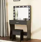 Vanity Table Set with Lighted Mirror, Makeup Vanity Desk for Girls Women, Larger