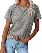 [Generic] Plain Shirt Leisure Solid Color Short Sleeve Round Neck Casual Loose Tops 2022 Shirt