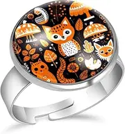 [FVQL] Ring for Women Girls, funny cartoon animals pattern, 1.7cm/0.67inch, Glass, glass