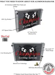 RC 2 Row 1" Tubes Radiator, 16" Fan for 1991 - 1996 Chevrolet Corvette V8 Engine (for: Chevrolet)