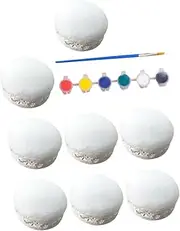 Toyvian 1 Set DIY Painting Macarons Molds Gypsum Macarons with Colors of Paint and Brush Creative Graffiti for Boys for Home Decor and Party Fun
