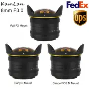 KamLan 8mm F3.0 APS-C Manual Focus Wide Angle Lens For Canon EOS-M Sony E Fuji X