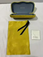New Gucci Chartreuse Velour Clamshell Eyeglass case