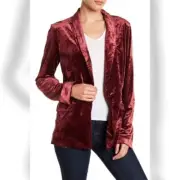 RO & DE x Nordstrom | NWT | Large | Cordova Red Open Front Crushed Velvet Blazer