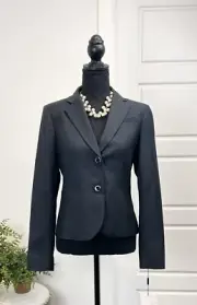 NWT Sz 2 CALVIN KLEIN Black Pin Stripe SUIT JACKET Lined Faux Pockets $129