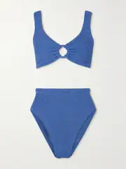 [Hunza G] Hunza G - Nadine Metallic Seersucker Bikini - Blue - One size One size Blue