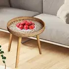 Rattan Side Table Furniture Home Decor Plant Stand for Proch Balcony Bedroom