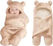 XMWEALTHY Cute Newborn Baby Boys Girls Blankets Plush Swaddle Blankets Brown