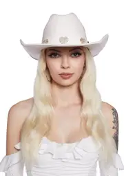 Heart Of Gold Cowboy Hat - White