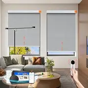 Motorized Blinds with Remote, 100% Blackout Roller Shades, Cordless Smart Blinds for Indoor Windows, Customized Electric Window Shades Compatible with Alexa Google Homekit, White 31W X 72H