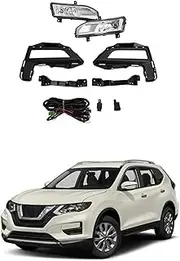 Front Bumper Fog Lights Lamps Set With Switch Relay Bezel Wires Compatible for Nissan Rogue X-Trail 2017-2020 269156FP0A 269106FP0A
