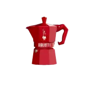 Bialetti Moka Exclusive Red 3 Cup - Stove Top 3 Cup