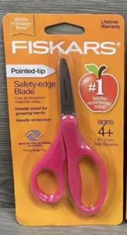 Fiskars Pink Kids Childs Scissors Pointed Tip Safety Edge Blade Made In USA