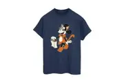 Mickey Mouse Womens/Ladies Cat Trick Or Treat Minnie Mouse Cotton Boyfriend T-Shirt (Navy Blue) - UTBI52994